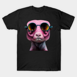 creature,photorealistic scary pig with pierced nose and sunglasses 8k T-Shirt